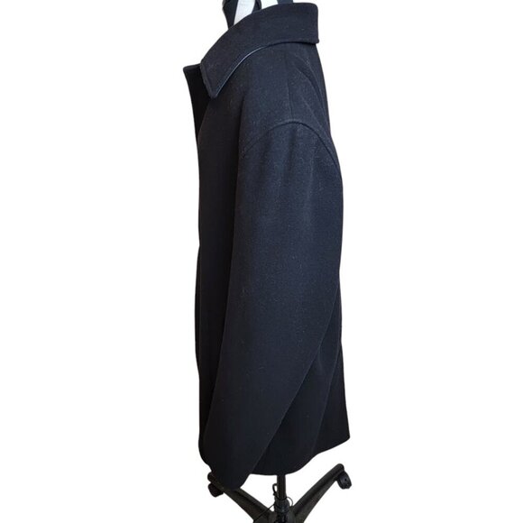 Cole Haan Men's Wool Car Coat with Leather Style Trim - Mens Size M - Picture 5 of 8